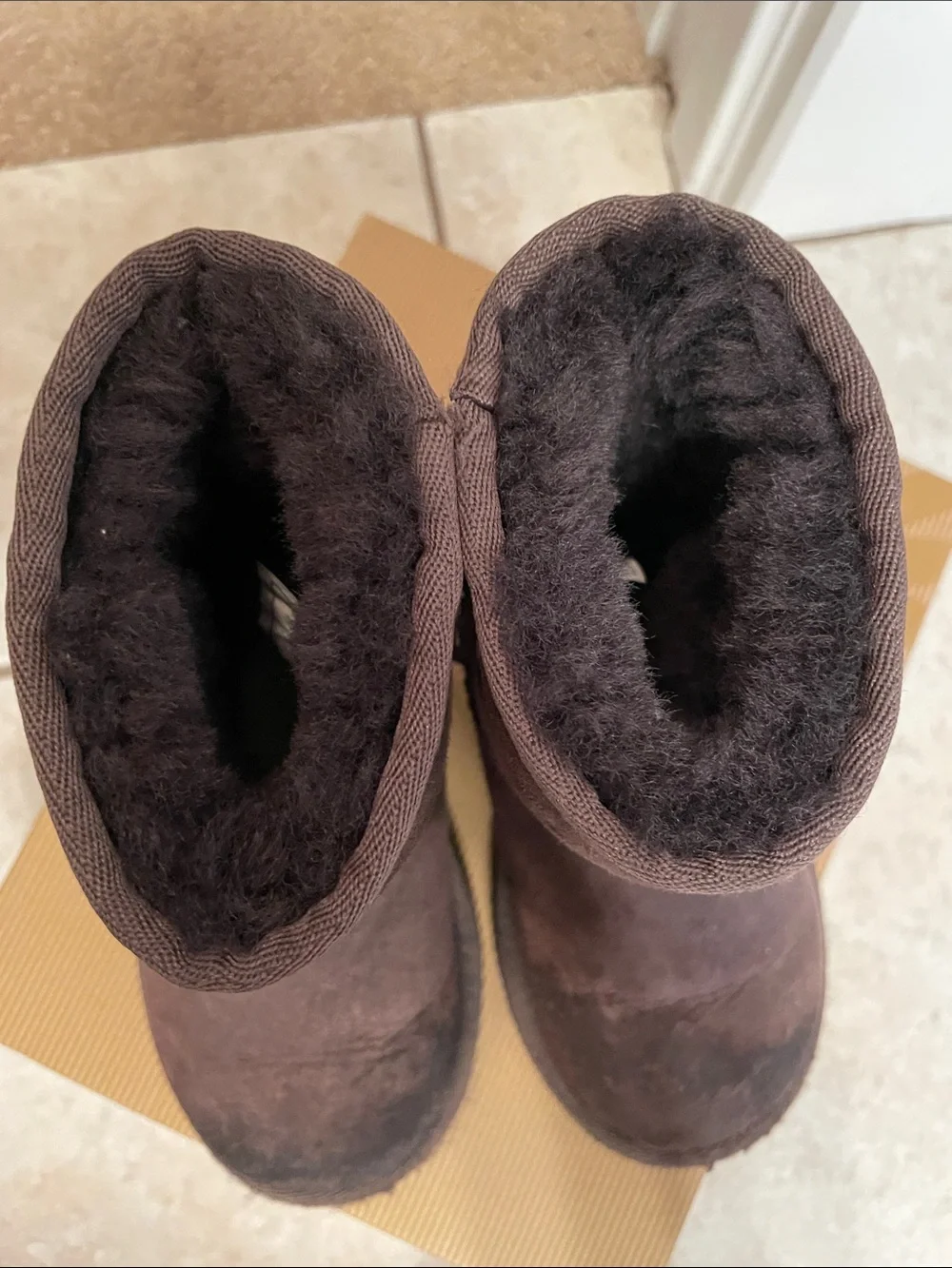 Toddler Ugg Brown Suede Winter Boots with Plush Lining